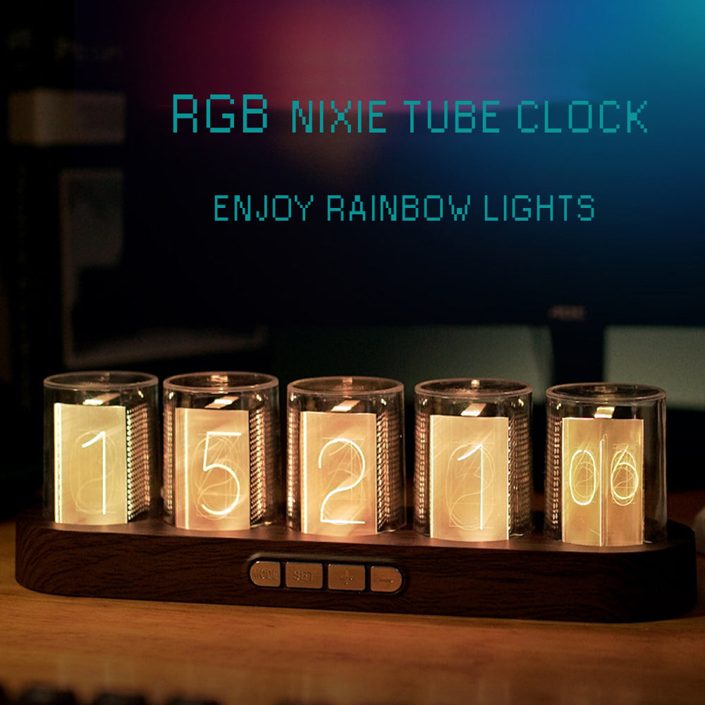 RGB Nixie Tube Digital Clock – Retro LED Desk Clock for Gaming & Home Decor TrendoraXentrix