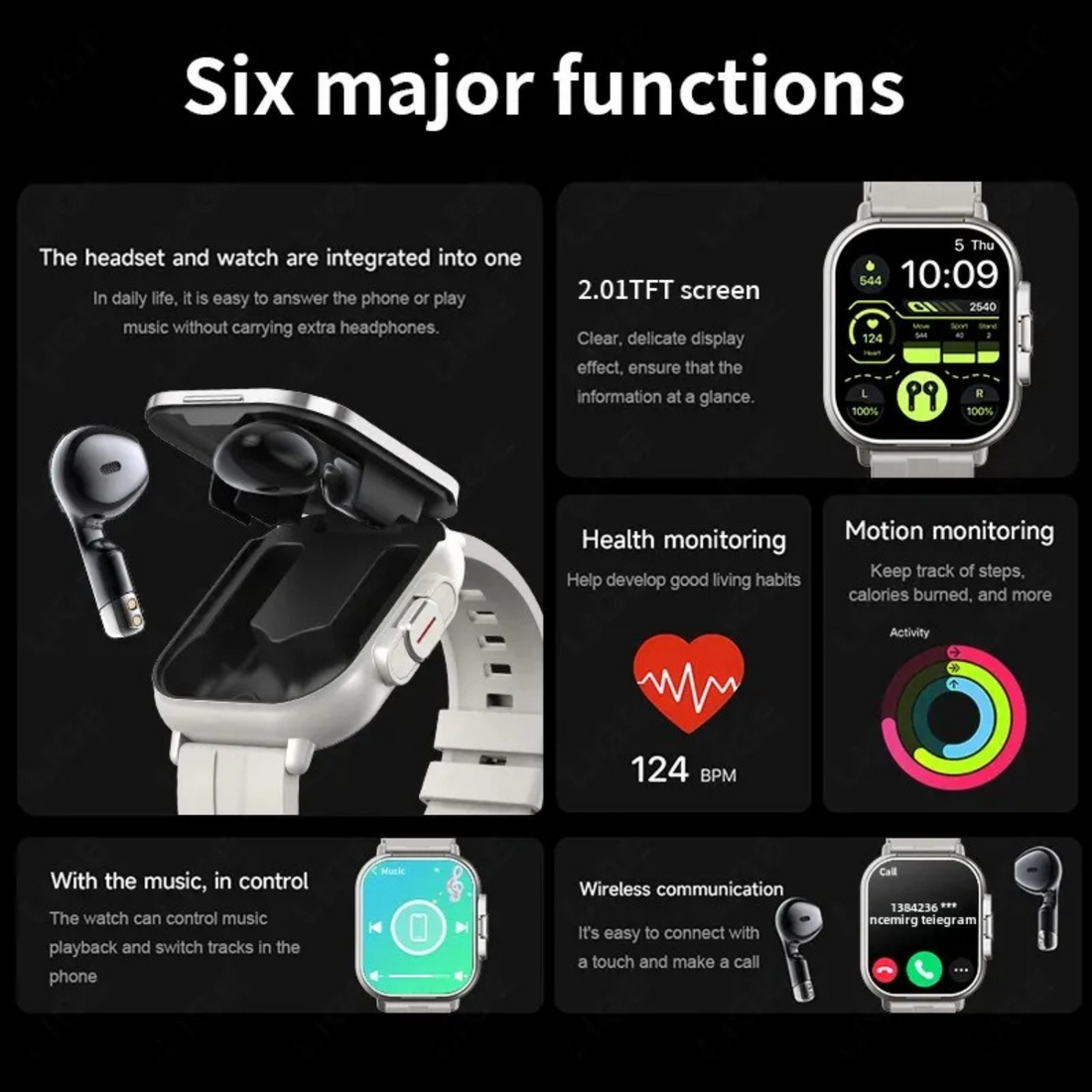 2-in-1 Smartwatch with Wireless Earbuds TrendoraXentrix