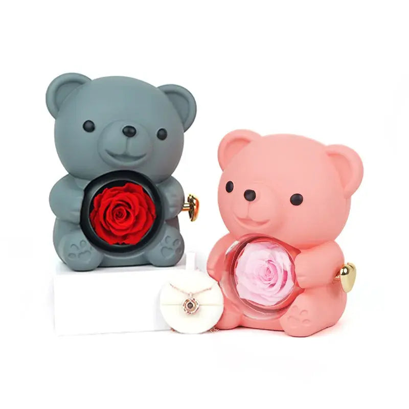 Eternal Rose Teddy Bear with Necklace TrendoraXentrix