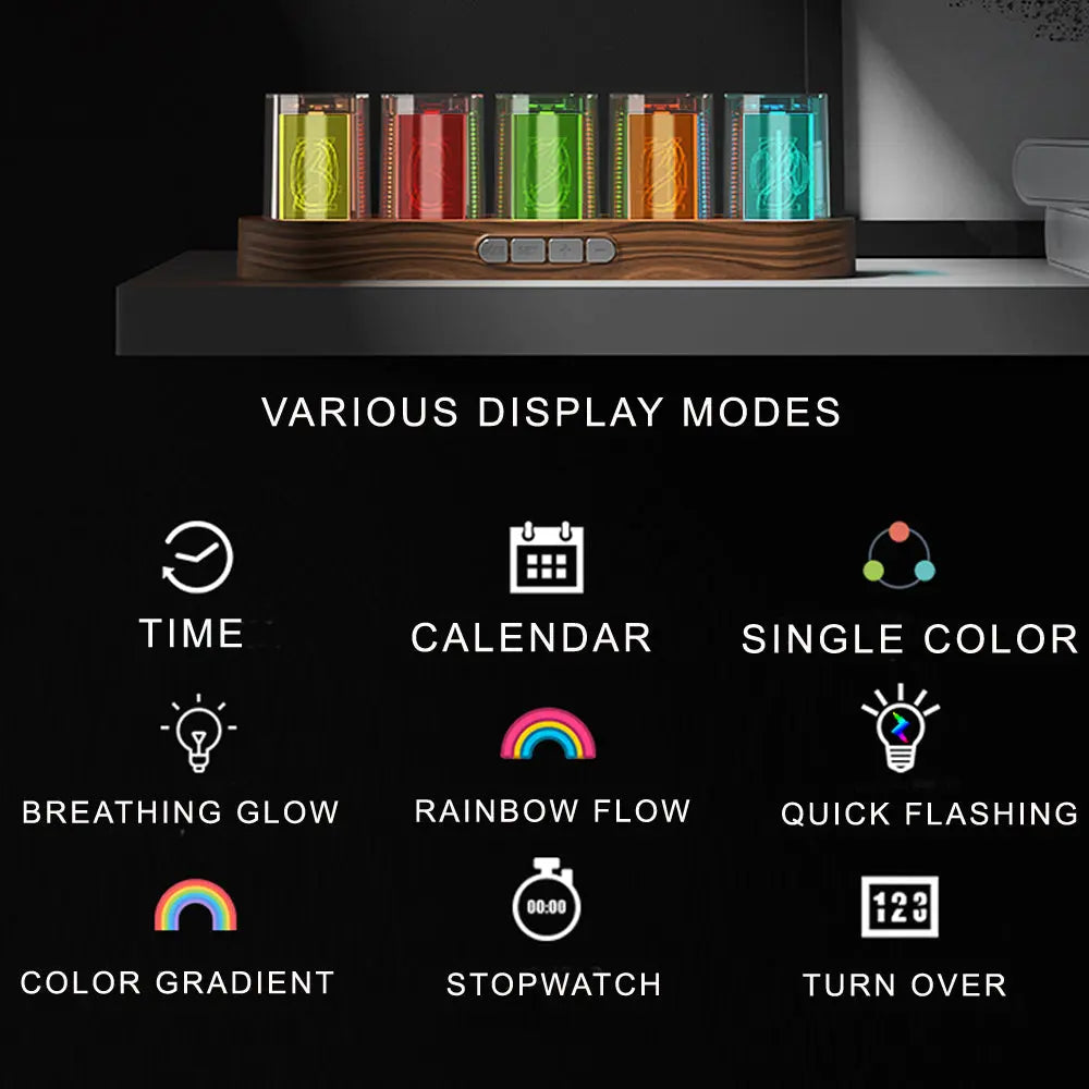 RGB Nixie Tube Digital Clock – Retro LED Desk Clock for Gaming & Home Decor TrendoraXentrix
