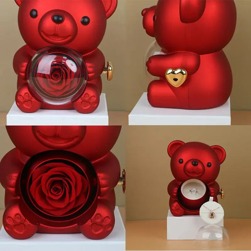 Eternal Rose Teddy Bear with Necklace TrendoraXentrix