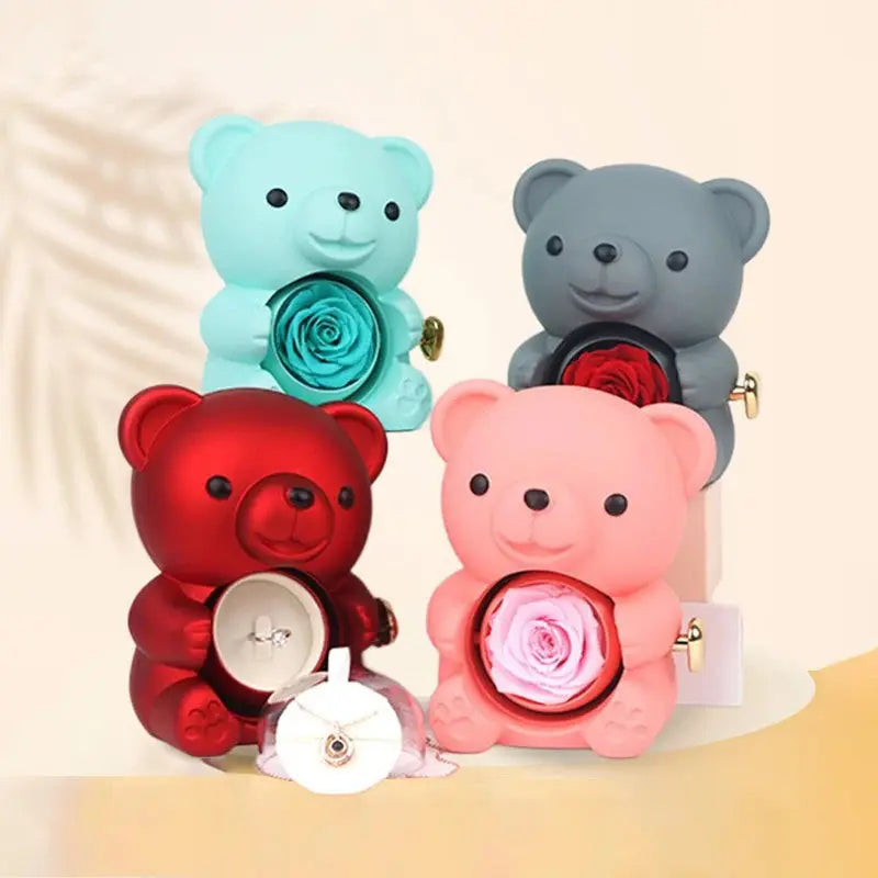 Eternal Rose Teddy Bear with Necklace TrendoraXentrix